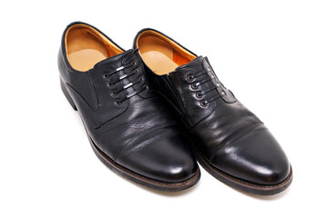 Classic black leather dress shoes for formal occasions