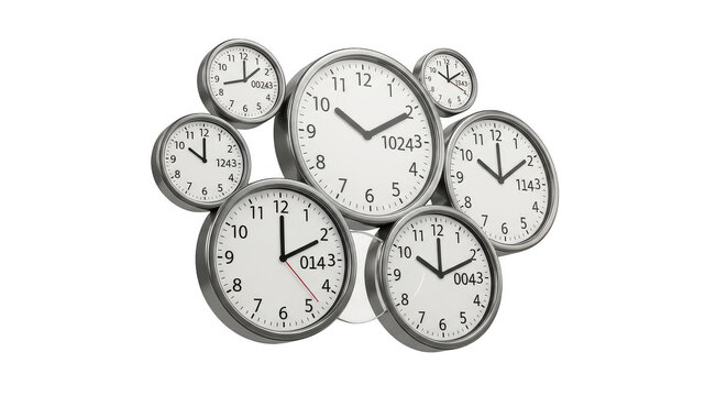 Collection of clocks with the time at 10:00. isolated illustration on  transparent background PNG