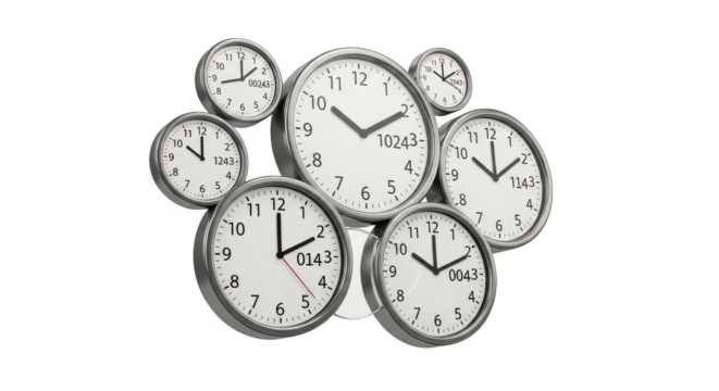 Collection of clocks with the time at 10:00. isolated illustration on  transparent background PNG