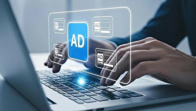 Digital Advertising and Marketing Strategy on Laptop.
