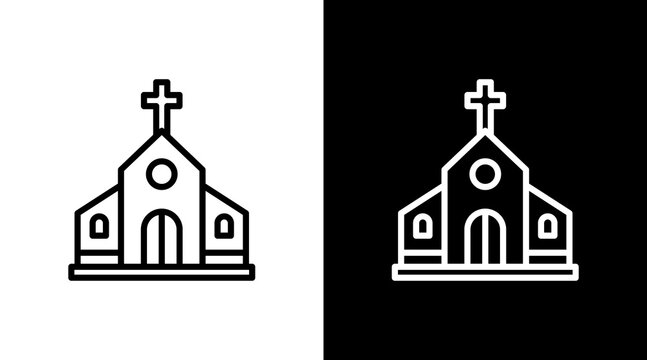 Church  White Icon Set Design
