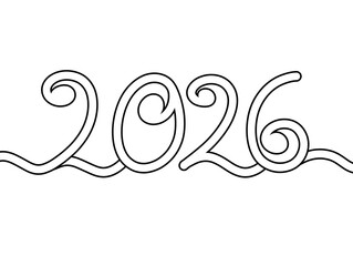 Creative 2026 Typography with Swirly Decorative Design