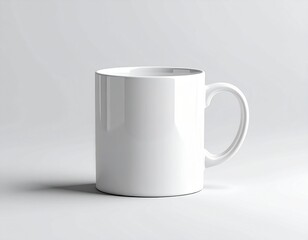 Blank White Ceramic Coffee Mug Mockup on Light Gray Background