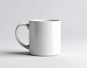 Blank White Ceramic Coffee Mug Mockup on Clean Light Gray Background