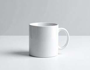 Blank White Ceramic Coffee Mug Mockup Isolated on Light Background