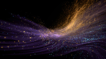 Obraz premium Vortex of Glowing Particles in Purple, Gold, and Blue