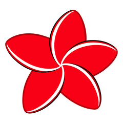 frangipani red flower line art isolated on white