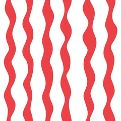 Red and white wavy striped pattern on a seamless background