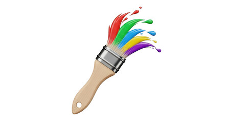 Paintbrush with a rainbow of colors on it. isolated illustration on  transparent background PNG
