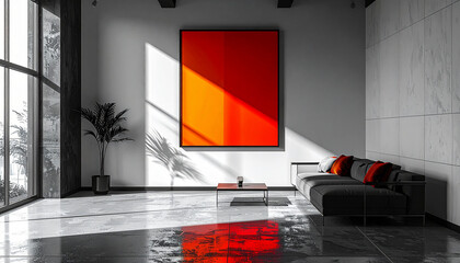 Modern interior with abstract art and natural light