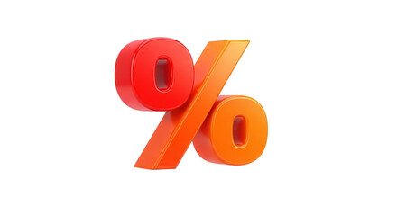 Red and orange percent sign with a white background. isolated illustration on  transparent background PNG
