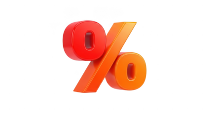 Red and orange percent sign with a white background. isolated illustration on  transparent background PNG