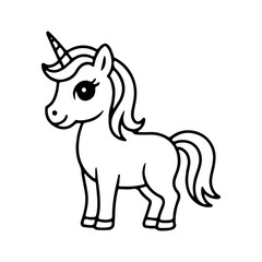 Colorful unicorn standing proudly in a playful pose with a shiny horn and flowing mane