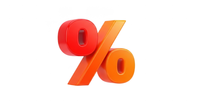 Red and orange percent sign with a white background. isolated illustration on  transparent background PNG - Powered by Adobe