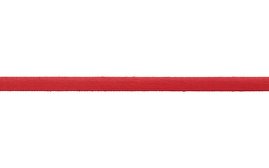 Thin red textured fabric ribbon isolated on white background