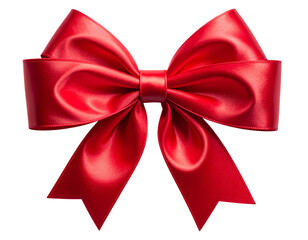 Fototapeta premium Shiny Red Gift Bow Cutout on White Background PNG