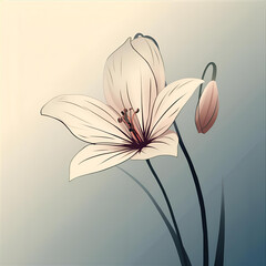 Vector illustration of sumi-e of bellflower