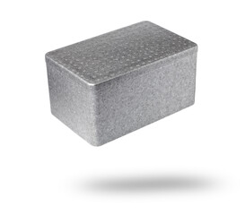gray styrofoam box with lid isolated on white background