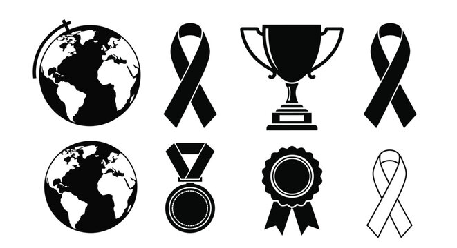 Global achievements and symbols of awareness a collection of icons