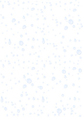 Bluish water droplets on a transparent background