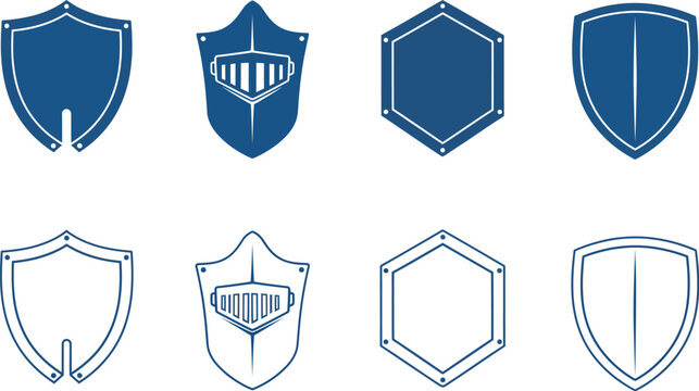 Modern shield icon collection in two rows