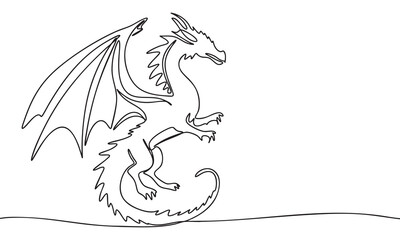 Continuous Line Dragon Art