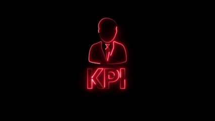 Red Neon Silhouette of a Man in a Suit with KPI Text on Black Background image photo
