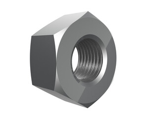 High-Resolution Metallic Hexagonal Lock Nut, Industrial Hardware, Isolated on Transparent PNG Background - Precision Prevailing Torque Fastener for Mechanical Engineering, Automotive Assembly, and