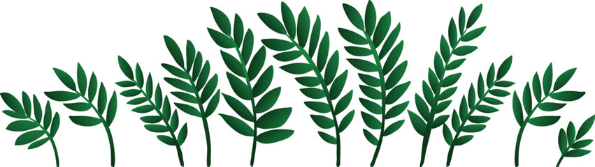 A set of green twigs with leaves.