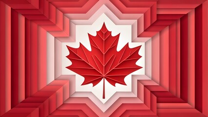 Striking geometric maple leaf design in vibrant reds perfect for Canada Day promotions or showcasing Canadian pride and modern design aesthetics
