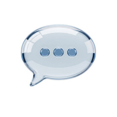 Blue bubble with three dots in the middle. isolated illustration on  transparent background PNG