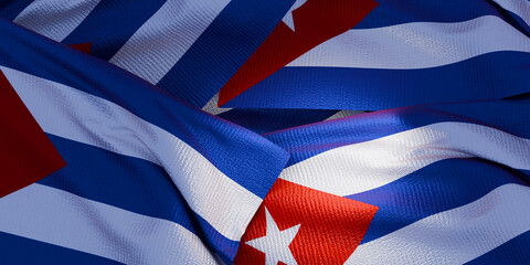 Cuba flag of silk-3D illustration. 3d render.