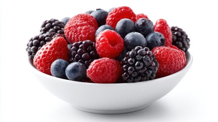 Fresh berries in a white bowl, a healthy and delicious snack