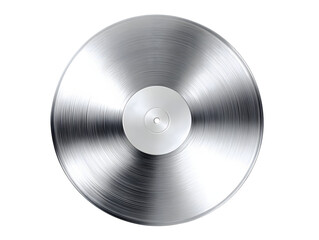 Shiny silver vinyl record isolated on transparent background, a classic music medium