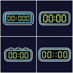 Digital clocks with transparent background