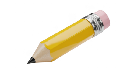 Yellow pencil with a black tip. isolated illustration on  transparent background PNG