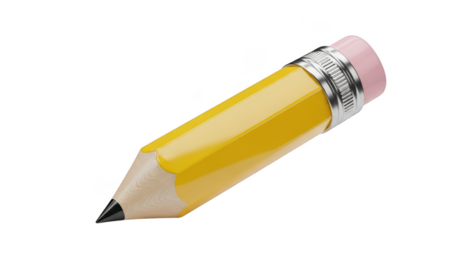 Yellow pencil with a black tip. isolated illustration on  transparent background PNG