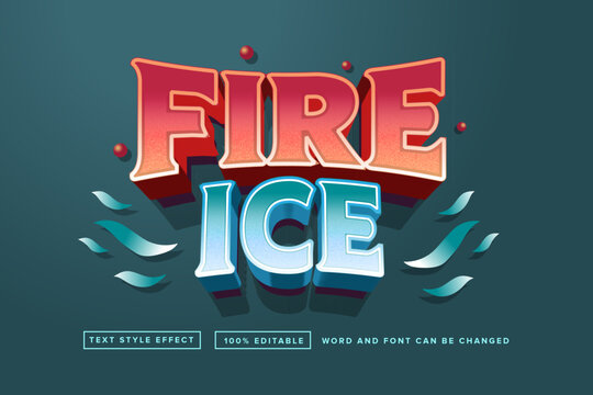 Fire and Ice 3D Text editable Style Effect Contrasting Red and Blue Typography