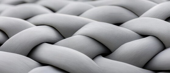 Obraz premium Microscopic view of interwoven nanoscale filaments creating a textured gray material surface, suggesting advanced nanotechnology and intricate construction.