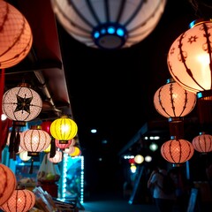 Parols for sale at a stand at nighttime a filipino ornamental lantern displayed during the christmas season christmas background holiday background winter christmas design decoration merry celebration
