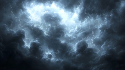 Dark storm clouds filled with electric energy gather before a thunderstorm