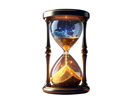  Futuristic Metallic Hourglass with Glowing Sand for Concept of Time PNG