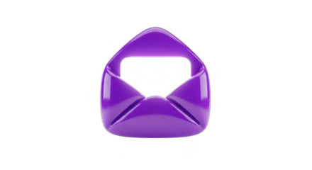 Purple envelope with a purple handle. isolated illustration on  transparent background PNG