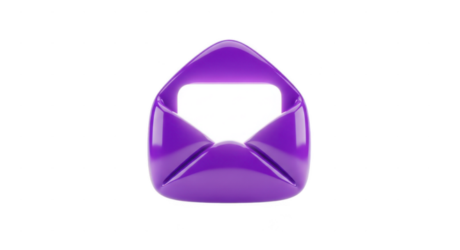 Purple envelope with a purple handle. isolated illustration on  transparent background PNG