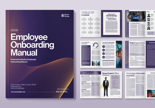 Corporate Brochure Report Template, Employee Handbook & Whitepaper Layout