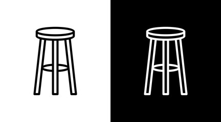 Bar Stool  White Icon Set Design