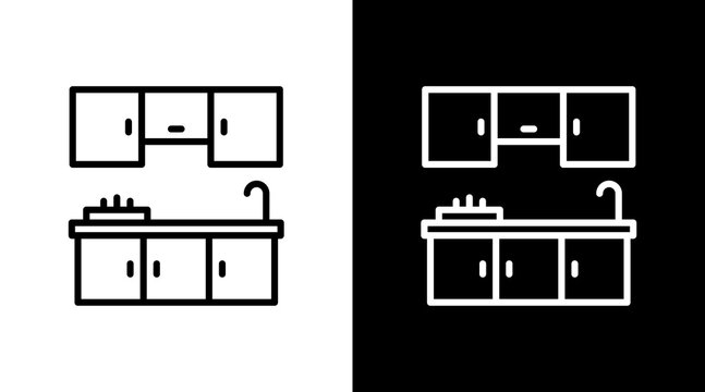 Kitchen Cabinet  White Icon Set Design