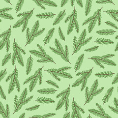 Christmas seamless pattern. Pine branches