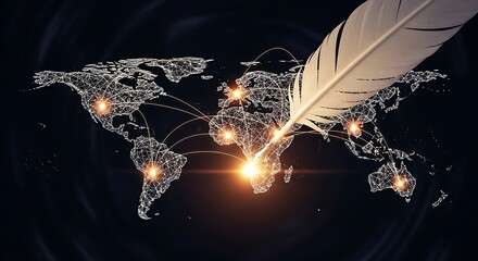 world map with light