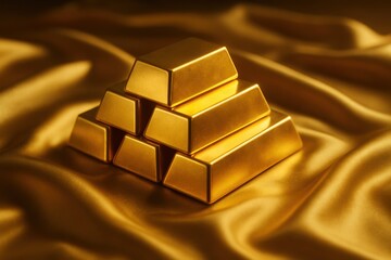 Gold bars symbolize investment and wealth, serving as safe asset for those seeking financial security and prosperity